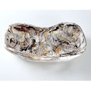 Handmade Carved <b>Pink</b> Resin Serving <b>Bowl</b> Peanut Shape Modern Food Dish for Party Dining - Product Image 4