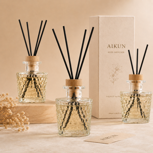 Difusor de Aromaterapia AIKUN Moderno con Cristal Repujado, Set Aromatizado con Tapa de Madera Natural, Fragancia para el Hogar, Ideal para Hoteles - Product Image 2