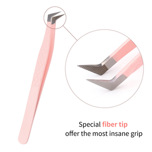 Pince à épiler professionnelle pour extensions de cils, motif antidérapant, en acier inoxydable, pointe en fibre, pour volume, marque privée, logo personnalisé - Product Image 2
