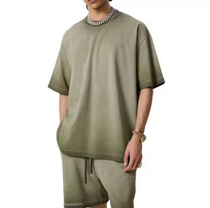 Vêtements streetwear pour hommes, ensemble vintage d'été en deux pièces, unisexe, 100% coton, ensemble de survêtement délavé à l'acide, ensemble personnalisé de t-shirt et short pour hommes - Product Image 4