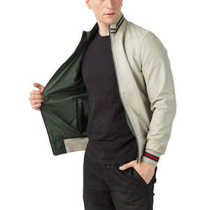 Veste en cuir pour homme durable et écologique, en toile, style streetwear, col roulé, hiver, couleurs personnalisées, vestes en cuir pour homme - Product Image 2