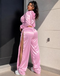 Pantalones Anchos de Seda Personalizados, Cintura Media con Cordón, Ecológicos, Transpirables, Estilo Sexy para Club, Vestido de Novia, Ropa Casual para Mujer - Product Image 4