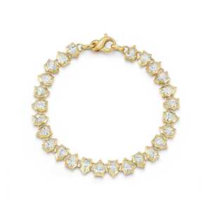 กำไลข้อมือเพชรทรงลูกแพร์เพาะเลี้ยงในห้องปฏิบัติการ ทองคำแท้ 14K 18K แบบเต็มวง สวมใส่ได้ทุกวัน ของขวัญสำหรับผู้หญิง - Product Image 1