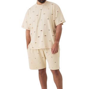 เสื้อยืดโอเวอร์ไซส์ลำลองผู้ชายคุณภาพสูง ทรงหลวม ไหล่ตก ผ้าฝ้าย 100% แขนสั้น ยูนิเซ็กซ์ พิมพ์ลายดิสเทรส ด้านหน้าเรียบ - Product Image 3