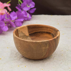 Bol en bois d'acacia design antique pour servir des collations Table basse comptoir présentoir bol vaisselle cuisine salon décor à la maison - Product Image 4