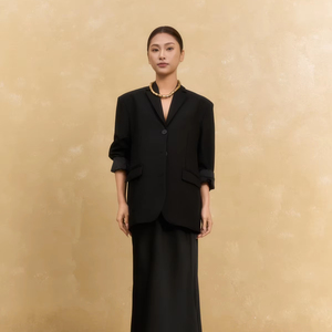 Ensemble 2 pièces pour femme, pantalon et haut tissé à col cranté, manches longues, couleur unie, respirant, blazer - Product Image 1