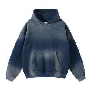 เสื้อฮู้ดดี้สไตล์วินเทจแบบสั่งทำพิเศษ สีซีดจาง แขนยาว ผ้าหนา 100% คอตตอน ขายส่ง เสื้อฮู้ดดี้แบบฟอกสี - Product Image 6