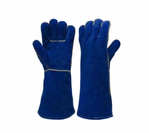 Gants de travail en cuir de vachette souple vert, résistants à la chaleur et aux étincelles, pour le soudage industriel, usage intensif - Product Image 2