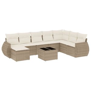 Juego de Sofás Modulares de Jardín de 9 Piezas en Ratán Sintético Color Beige, Muebles Modulares para Exteriores Cómodos y Elegantes - Product Image 2