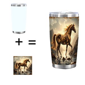 20oz Stainless Steel Tumbler Custom Printed Horse Design <b>Insulated</b> Travel <b>Mug</b> For Outdoor Use - Product Image 1