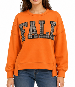 Pull-over personnalisé style universitaire à col montant en molleton épais avec applique de lettres en twill pour la sororité, l'esprit scolaire et les jours de match - Product Image 4