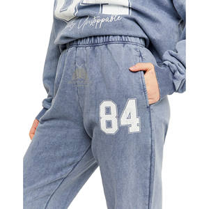 Nouvel Arrivage – Pantalon de survêtement 100 % coton molletonné délavé à l'acide pour femme, coupe décontractée, jambe large, style streetwear, idéal pour la mode hivernale - Product Image 3