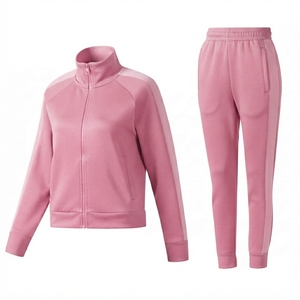 Hot Sale OEM Service Lightweight Stand Collar Full Sleeves Women's <b>Tracksuit</b> Set Solid Colors High Quality Elastic Waist Pants - Product Image 1