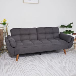 Divano Letto Convertibile Grigio Scuro da 75 Pollici con Braccioli Svasati, Stile Quadrato, Rivestimento in Tessuto per Soggiorno, Imbottitura in Schiuma - Product Image 5