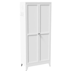 Modern White Metal Kitchen Pantry Cabinet 75" Freestanding Storage with 5 <b>Adjustable</b> <b>Shelves</b> 110lb Capacity - Product Image 2