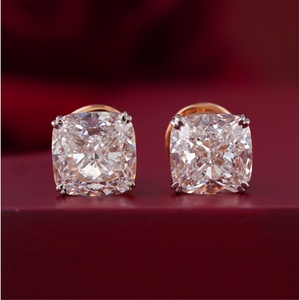 8.12 CT Cushion Cut Lab Grown Diamond Stud <b>Earrings</b> in 14K Rose Gold VVS1 Clarity Solid 10K Gold Natural Diamond Jewelry - Product Image 1