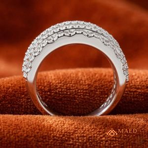 Moissanite <b>Ring</b> Baguette Cut Round Cut Wide Band 925 Sterling <b>Silver</b> <b>Statement</b> <b>Ring</b> Miami Chicago Fine Jewelry Collection Design - Product Image 4