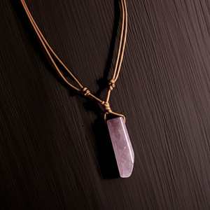 Natural Crystal Unshaped Pendant Necklace with Adjustable <b>Rope</b> <b>Chain</b> for Men and Boys-AIKO - Product Image 5