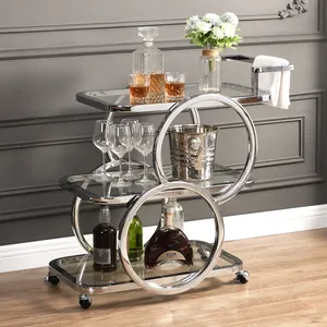 Premium Handmade Metal Utility <b>Storage</b> <b>Cart</b> with Export Quality Construction Heavy Duty Wheels Spacious Shelves and Modern - Product Image 3
