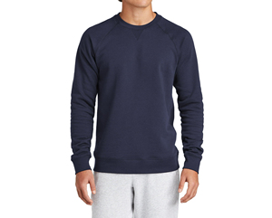 Men's Navy Blue Crewneck Sweatshirt Full Sleeve Regular Fit Solid Color Casual Pullover 100% Cotton Fleece Lined Breathable - Product Image 6