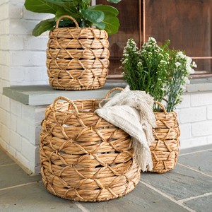 Hand woven water hyacinth pot planters garden decoration wholesale natural material planter - Product Image 5