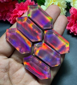 Ópalo Aura Sintético Doblete Arcoíris Fuego, Corte Hexagonal Largo, Gema Suelta, Tamaño Personalizado para Diseño de Joyería, Venta al por Mayor - Product Image 3