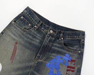 Vaqueros holgados con estampado gráfico vintage para hombre, pantalones vaqueros de pierna ancha estilo streetwear, pantalones de mezclilla Y2K hip hop de corte holgado, pantalones acampanados para mujer - Product Image 4
