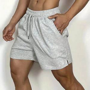 Nouveaux shorts de sport pour hommes de haute qualité, shorts de fitness et d'entraînement, 100% coton, shorts unis teints pour hommes - Product Image 1
