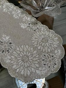 Embroidered Floral <b>Table</b> <b>Runner</b> Classic Linen Home Decor Washable - Product Image 4