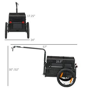 Rimorchio per Bicicletta da Donna con Fondo in Acciaio, Scatola Portaoggetti Rimovibile e Telaio Pieghevole per il Trasporto in Bicicletta - Product Image 3