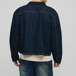 Quality Casual Embroidered Windproof Oversized Drop Shoulder Denim <b>Jeans</b> <b>Jacket</b> for Men Distressed <b>Black</b> 100% Cotton Winter - Product Image 5