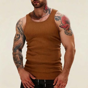 Débardeur tricoté orange pour homme, col rond, couleur unie, décontracté, pour entraînement, fitness, gym, 2026 - Product Image 4