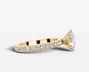 Anillo de Moissanita de Corte Redondo, Plata de Ley 925, Chapado en Oro Amarillo, Anillo de Compromiso Solitario, Joyería Fina para Novia - Product Image 3