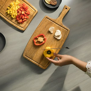 Planche à découper rectangulaire en bois 16,5x7,8 pouces 1,5 cm d'épaisseur Poignée antidérapante Passe au lave-vaisselle Écologique Durable - Product Image 2