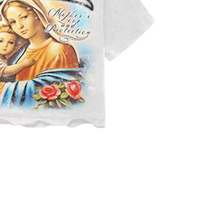 T-shirt à manches courtes pour homme avec imprimé Vierge Marie et Enfant, col roulé formel, jersey 100% coton, coupe classique, logo uni sur le devant - Product Image 4