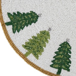 Festive Handcrafted Christmas Tree Beaded <b>Round</b> Placemat Luxury Table <b>Mat</b> For Holiday Dining Decor - Product Image 3