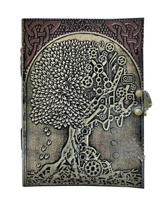Vintage Celtic Tree of Life Embossed <b>Leather</b> Journal <b>Diary</b> Sketchbook Hardcover with Latch and Free Wood Cotton Paper Gift - Product Image 2