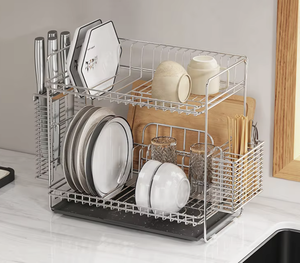 OEM/ODM เวียดนาม ชั้นวางจานสแตนเลส 304 สองชั้น สำหรับวางบนเคาน์เตอร์ครัว - Product Image 2