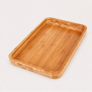 Wholesale Eco-Friendly Rectangular <b>Bamboo</b> Serving Tray Natural Solid Wood Modern Floral Design Wedding Decorative Platter - Product Image 1
