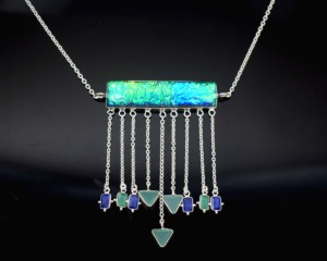 925 Sterling Silver Druzy Bar Dangle <b>Statement</b> <b>Necklace</b> - Product Image 2