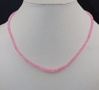 Collar de Plata de Ley 925 de Calidad AAA con Zafiro en Forma de Rondelle Lisa de 3.5 mm, Cadena de 15-20 Pulgadas con Cierre