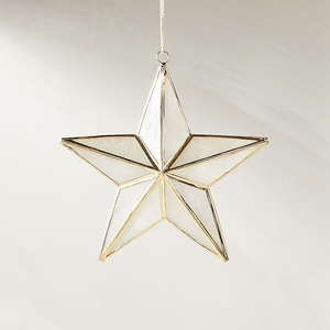 Decoraciones Navideñas de Latón Vintage en Forma de Cono, Faroles Geométricos Hechos a Mano con Paneles de Vidrio Repujado, Ecológicos y Duraderos - Product Image 3
