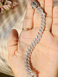 Pulsera de Diamantes Moissanite Iced Out, Joyería Hip Hop para Raperos, Pulsera de Eslabones Cubanos de Plata Esterlina 925, Pulsera Cubana para Hombre - Product Image 5