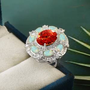 Anillo de Plata de Ley con Zafiro Padparadscha, Gema Naranja de Ceilán, Detalle de Ópalo, Hecho a Mano, Regalo de Compromiso - Product Image 3
