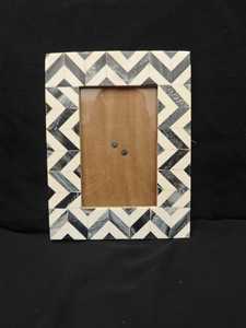 Handmade Bone Inlay Photo <b>Frame</b>, <b>Black</b> White Chevron Pattern Picture <b>Frame</b> For Decor - Product Image 6