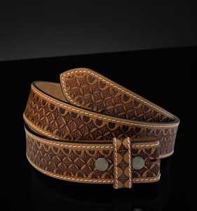 Ceinture en cuir tressé faite à la main, motif floral gaufré imprimé UV, durable, multifonctionnelle, style western, largeur 1-1/2, fermeture à boutons-pression, personnalisable - Product Image 1