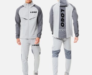 Ensemble coupe-vent tendance pour homme : veste en polyester à blocs de couleur avec ourlet à empiècements et pantalon de jogging à poches zippées et chevilles zippées - Product Image 6