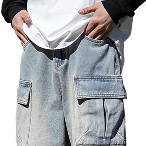 Jeans en denim oversize pour hommes, style streetwear urbain, coupe ample et large, effet usé, délavage acide, MOQ flexible disponible - Product Image 5