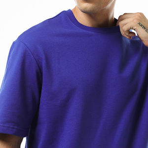 Camiseta de Manga Corta para Hombre 2026, Color Azul Rey, Cuello Redondo, Corte Regular, Color Sólido, Informal, Tejido de Punto, 100% Algodón, Diseño Liso - Product Image 6