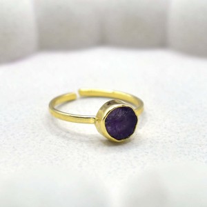Raw Amethyst <b>Adjustable</b> <b>Ring</b> Gold Plated Collet Set Natural Gemstone Handmade February Birthstone <b>Ring</b> Gift for Women - Product Image 3